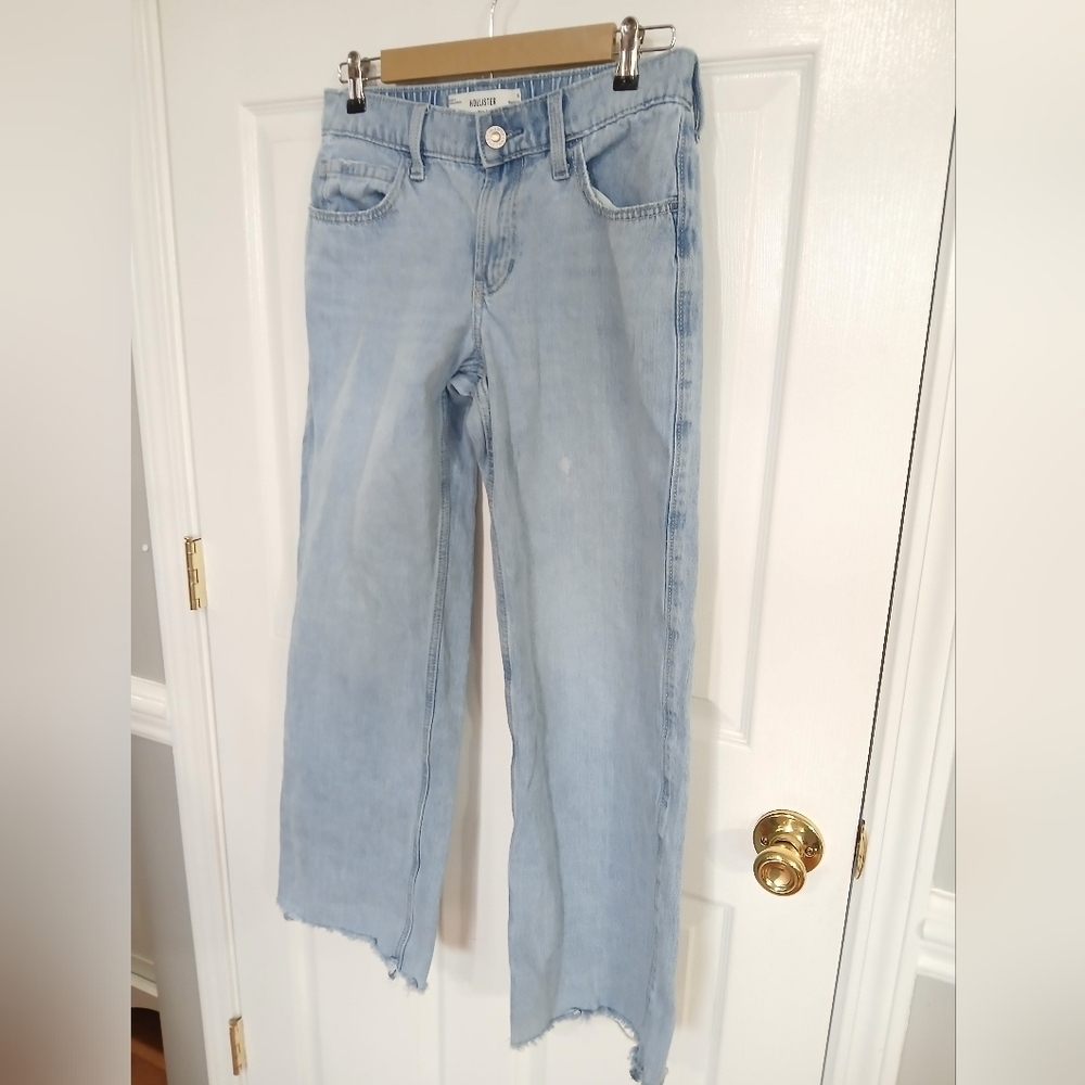 Hollister Low Rise Lightwash Baggy Jeans Distressed Jeans Comfort Casual Denim - Picture 2 of 6